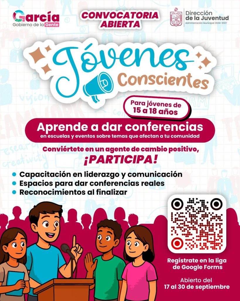 Jóvenes Conscientes liderazgo juvenil agentes de cambio liderazgo García convocatoria