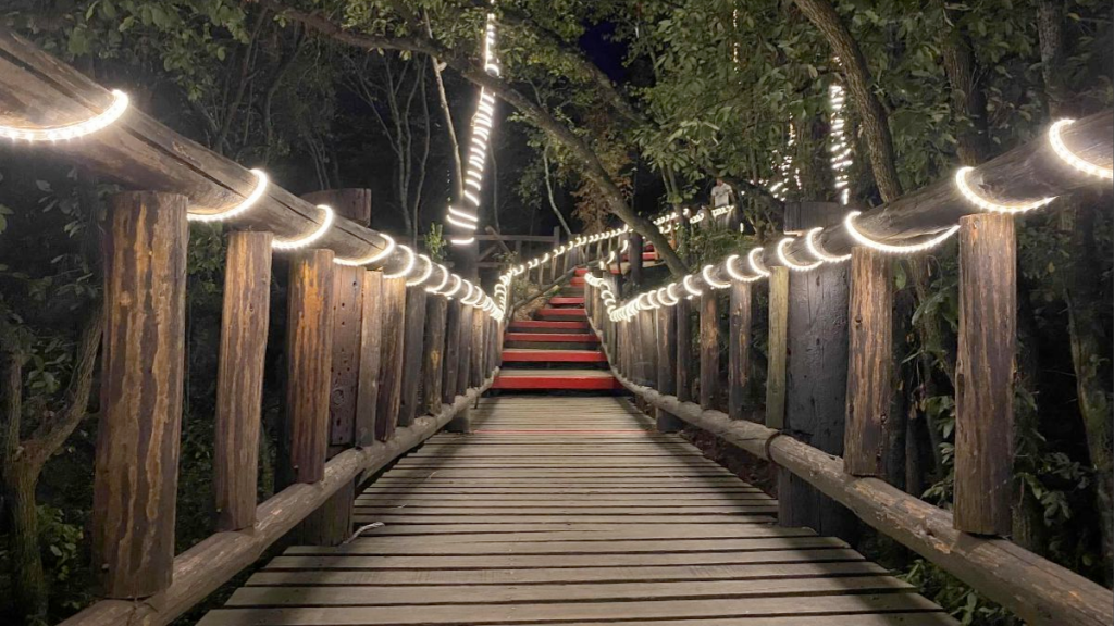 puente iluminado Chipinque Mirador La Peñita luces navideñas