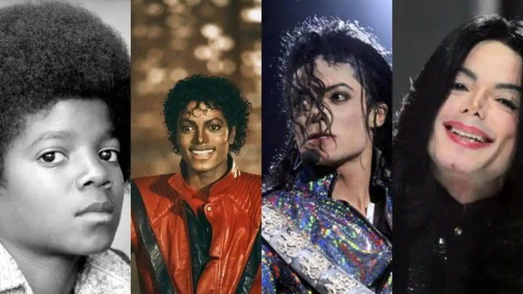 Historia de vida de Michael Jackson en cuatro fotografías donde aparece el artísta de niño hasta llegar a la etapa de la adultez