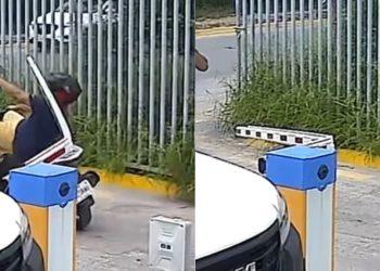motociclista pluma de peaje