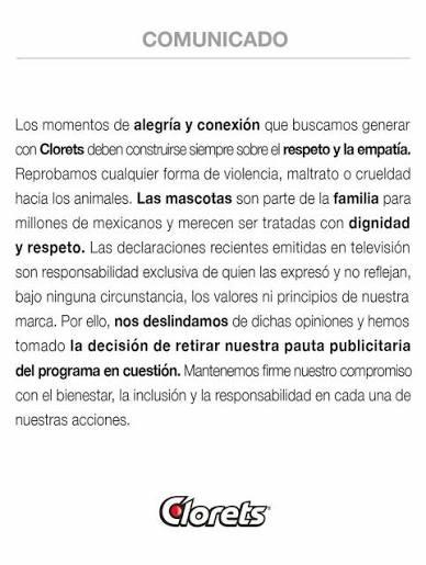 Clorets-pedro-sola - Informe Regio Comunicado de Clorets sobre alegría conexión y trato digno de las mascotas rechazo a la violencia y promesa de respetar la empatía el bienestar y la responsabilidad de la marca Informe Regio