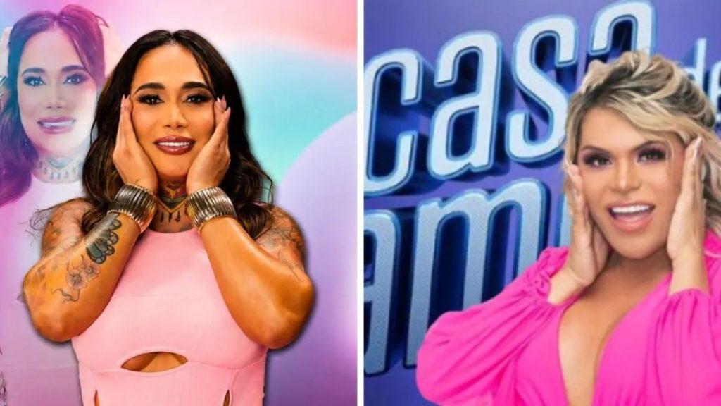 Split image left woman in a pink top with tattoos posing with hands on her cheeks pastel backdrop Right woman in a bright pink blouse in a studio with a blue backdrop   Informe Regio
