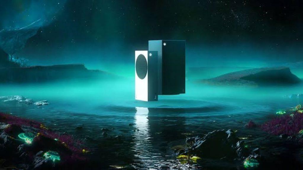 Two floating rectangular devices hover above neon teal water in a surreal nighttime landscape reflecting on the surface   Informe Regio